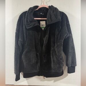 Spyder Women’s Large black fuzzy zip up jacket. NWT